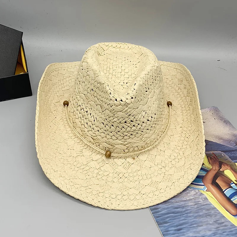 Western Hat Lafite Straw Cowboy Hat Hollow n Man and Women Can Wear Outdoor Beach Vacation Sun Hat INS Style Cowboy Hat 250526
