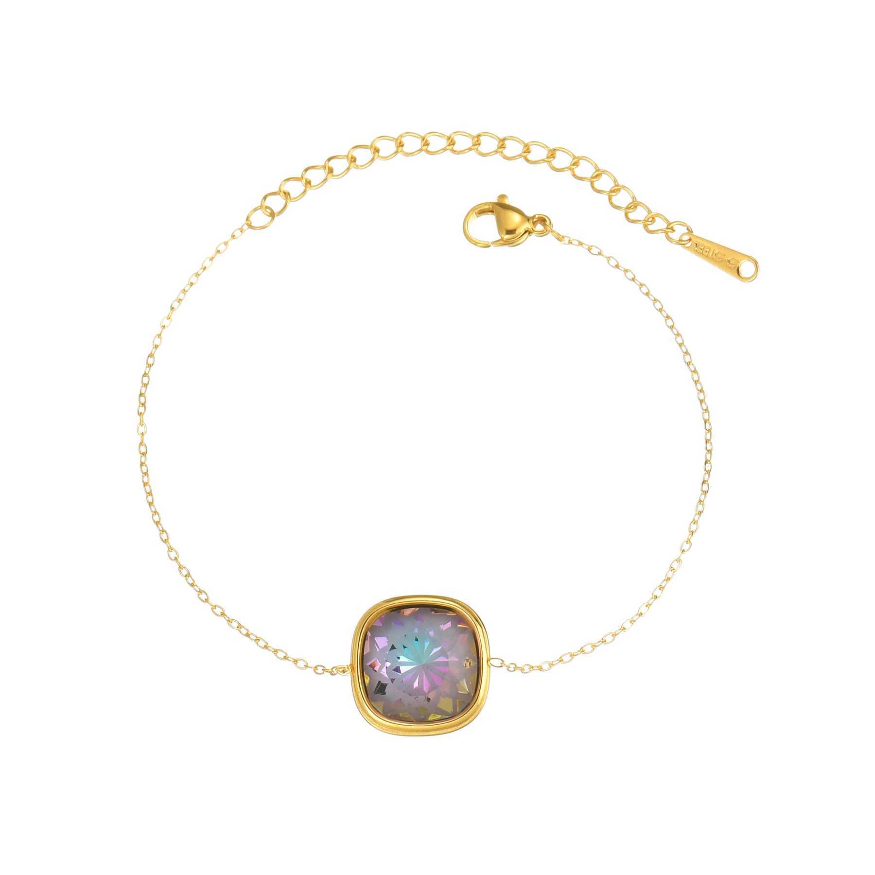 UZone Minimalist Design Zircon Heart Bracelet for Women Stainless Steel Adjustable Moon Star Colorful Stone Bracelet Jewelry Gift W250526