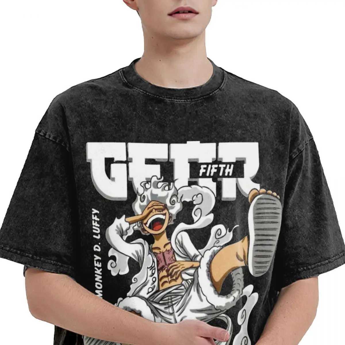 Harajuku Washed T Shirt Monkey D.Luffys O-One P-Piece Loose T-Shirts Hip Hop Tshirt for Men Summer Y2K Fun Print Clothing Z250527