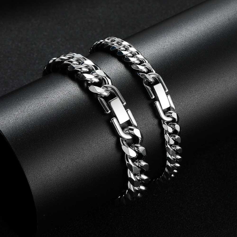 Width 8/10MM 316L Titanium Steel Cuban Chain Bracelet Fashion Mens Stainless Steel Link Bracelet Father Boyfriend Gift W250526