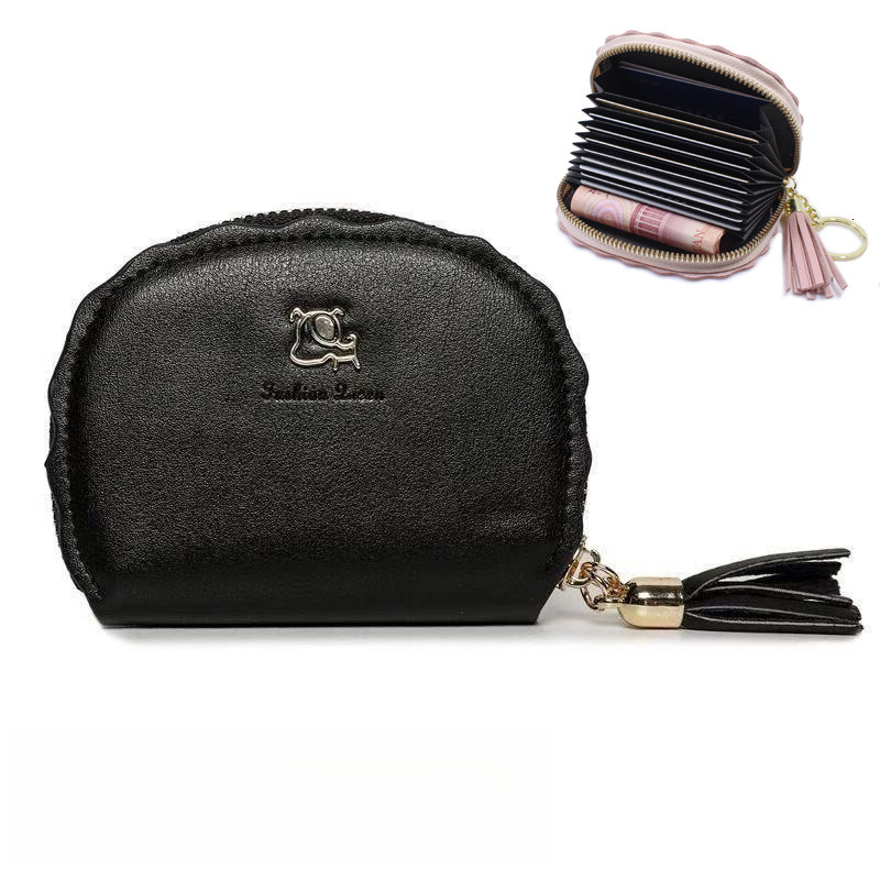 Free Shipping Designer Wallet Tassel Card Holder Women's Korean Cute Personality Mini Multi-card Slot Fresh Large Capacity Handbag Simple Coin Pu