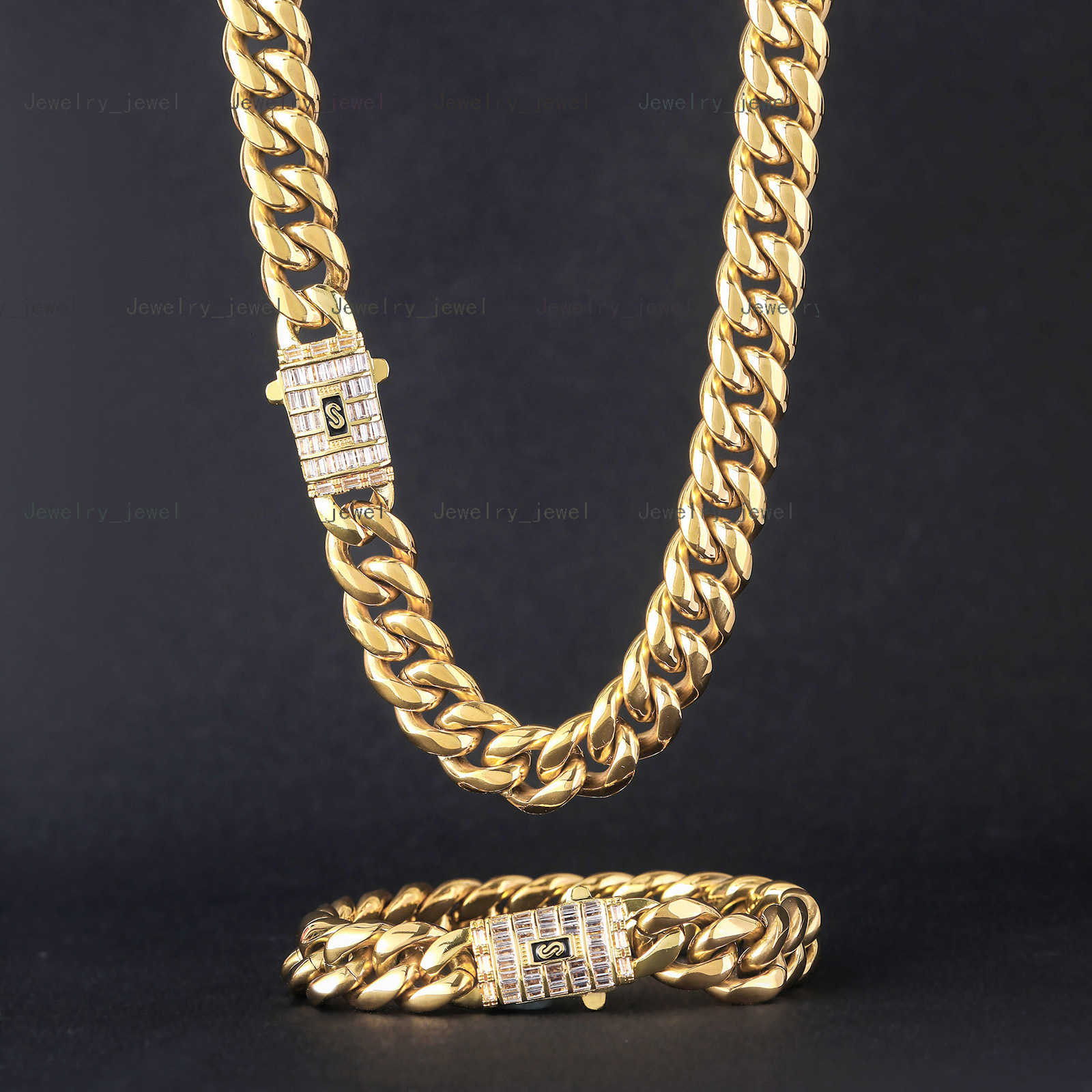 BES 6mm/8mm/10mm/12mm/14mm Miami Cuban Stainless Steel 14K 18K Gold Plated Monaco Cuban Link Chain Necklace Hip Hop Jewelry