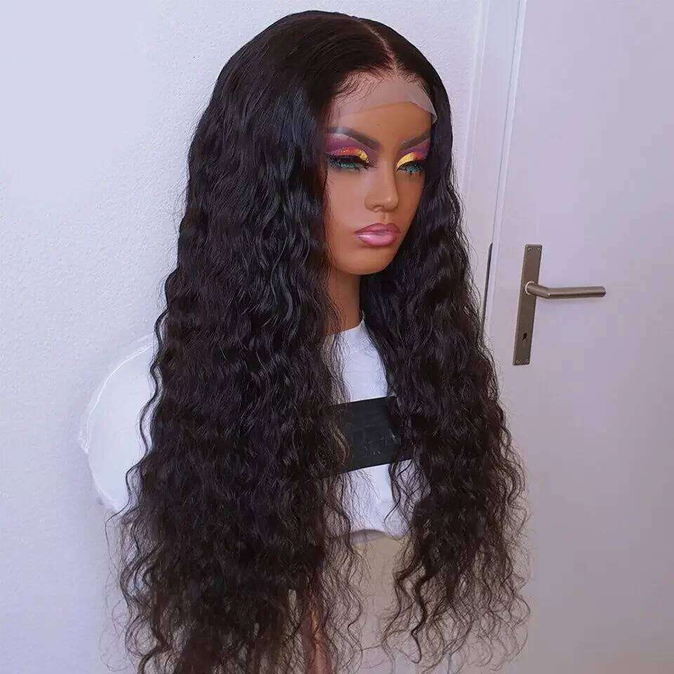 26 inch 180 Density Soft Black Kinky Curly Preplucked Long For Women Natural Hairline Wig With Afro Baby Hair