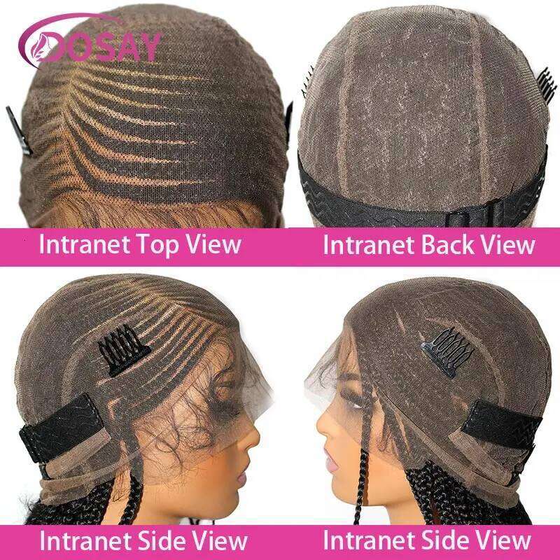 Synthetic Full Front Cornrow Double For Black Women Box Side Part Braided Lace Wig Faux Locs Braids Wigs