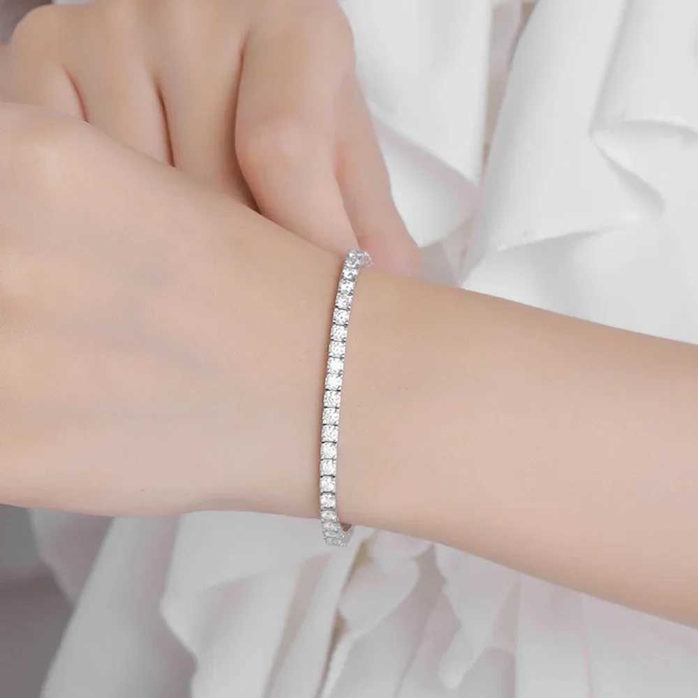 2-6.5mm Real Moissanite Tennis Bracelets for Women Men 925 Sterling Silver Plated White Gold Bracelet Sparkling Wedding Jewelry W250526