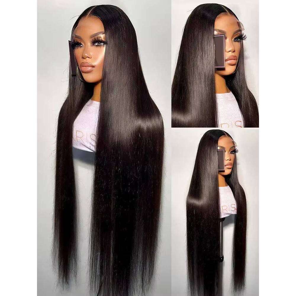 250 density 13x6 HD Transparent Straight Frontal Human Hair Wigs 30 40 Inch 13x4 Lace Front Wig PrePlucked For Women