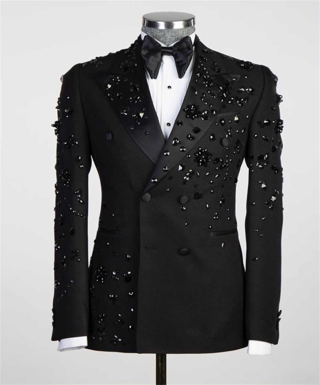 Modern Sparkly Diamond Men's Blazers Double Breasted Wedding Suit for Men Quality Slim Coat For Groom Wear Customized