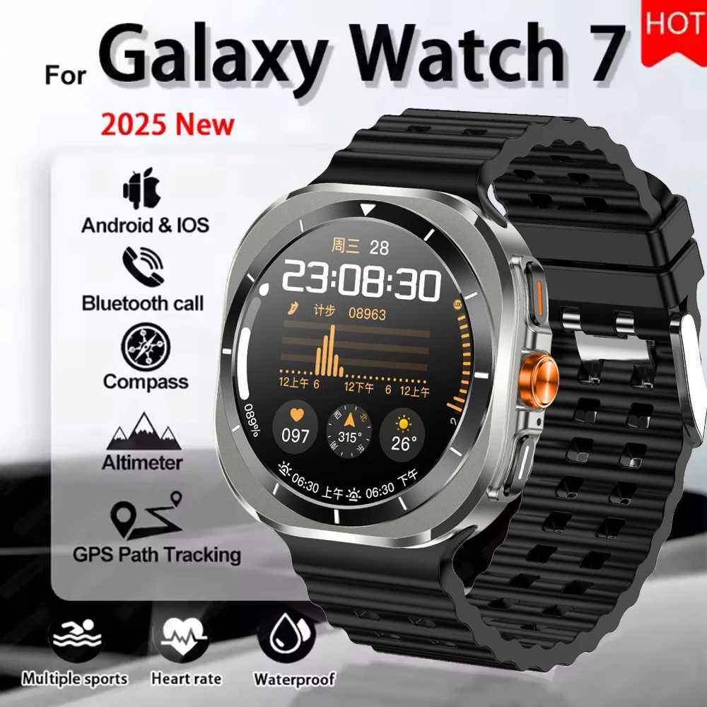 2025 New For Galaxy Watch 7 Ultra GPS Smart Watch Men 1.43 inch AMOLED Always Display IP68 BT Call Sports SmartwatchesXJ250513