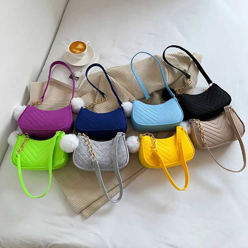 Fashion Women Handbag Solid Color Casual Mini Underarm Bag Female Chain Shoulder Pouch Hot Sale Ladies Felt Tote Bag W250527