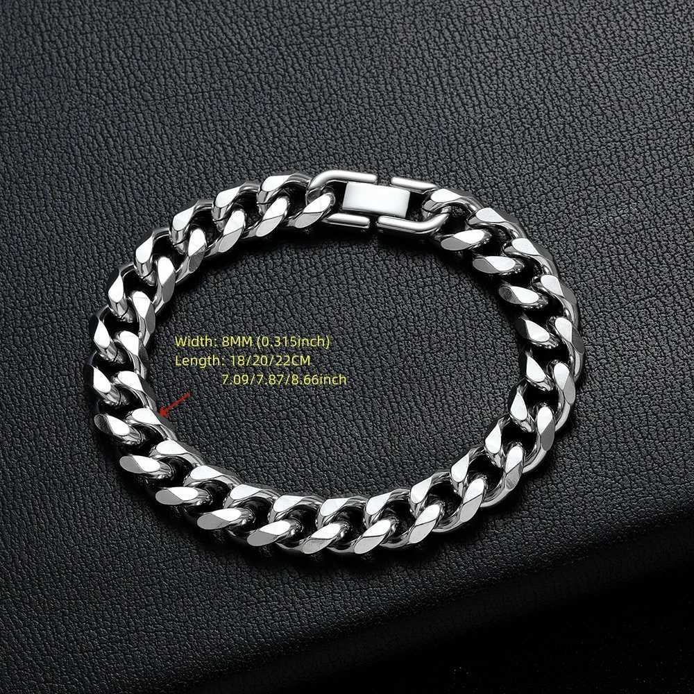 Width 8/10MM 316L Titanium Steel Cuban Chain Bracelet Fashion Mens Stainless Steel Link Bracelet Father Boyfriend Gift W250526