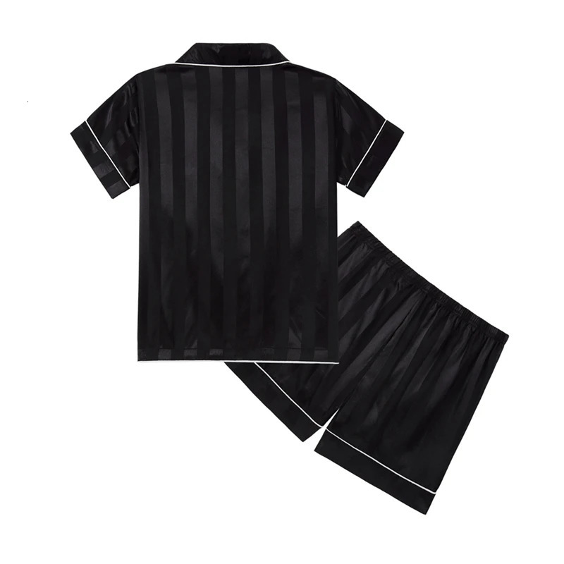 Summer Chiffon Striped Black Pajama Set for Boys 514 Years Teens Girls Clothes Set 250527