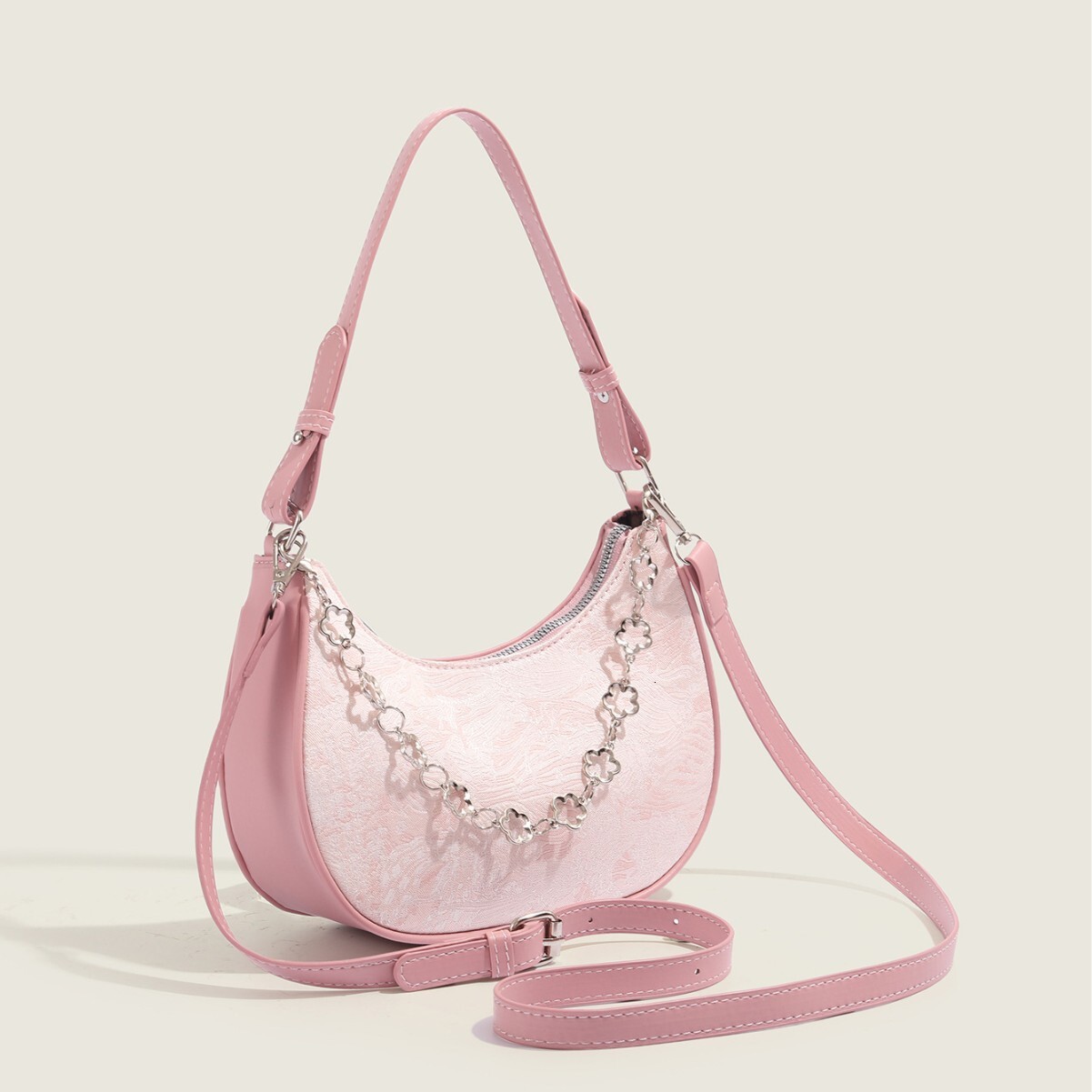 Top brand high-quality new free designer bag armpit bag fashionable design shoulder bag horizontal fairy pink crescent bag new free designer bag