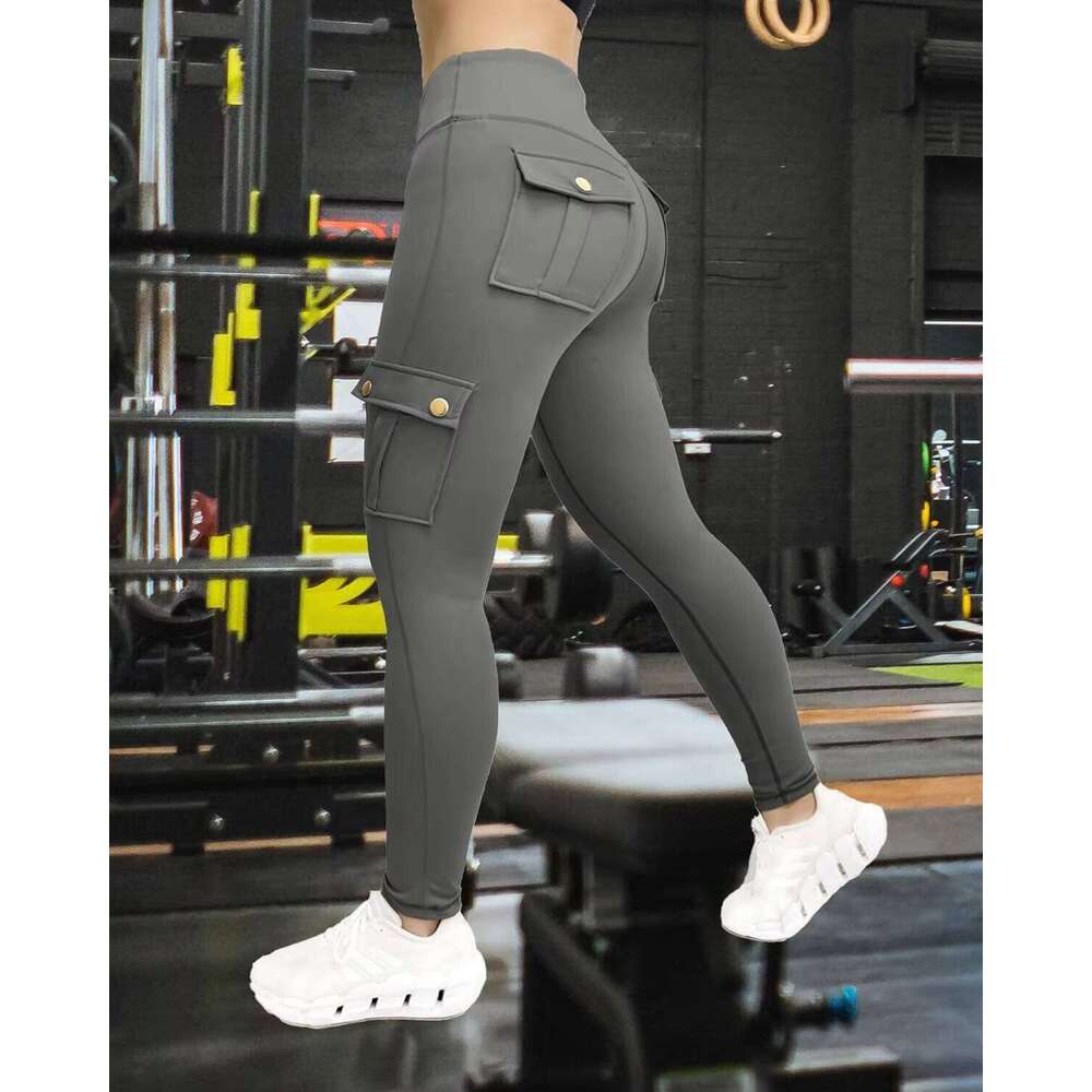 DHEssentials Women Girls Fashion Super Elastic High Waist Yoga Gym Fitness Tight Pants Workout Compression Cargo Pocket Leggings
