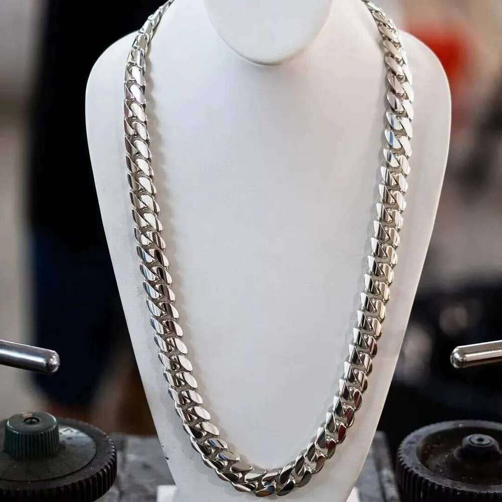 Gold Plated Moissanite Dia Clasp Plain Hip Hop Solid Sterling Sier Cuban Chain for Men/Women