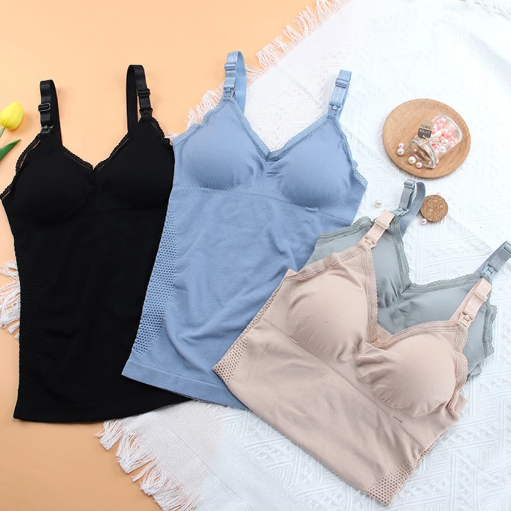Summer Front Open Buckle Solid Sleeveless Nursing Clothes Comfortable Women Pregnant Top Maternity Clothing Breastfeeding Vest 250527