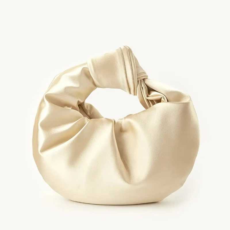 French Design Pleated Satin Knotted Bag Womens Sweet Cloud Handbag Ladies Soft Wedding Evening Bags Prom Party Hot Pink Bags W250527