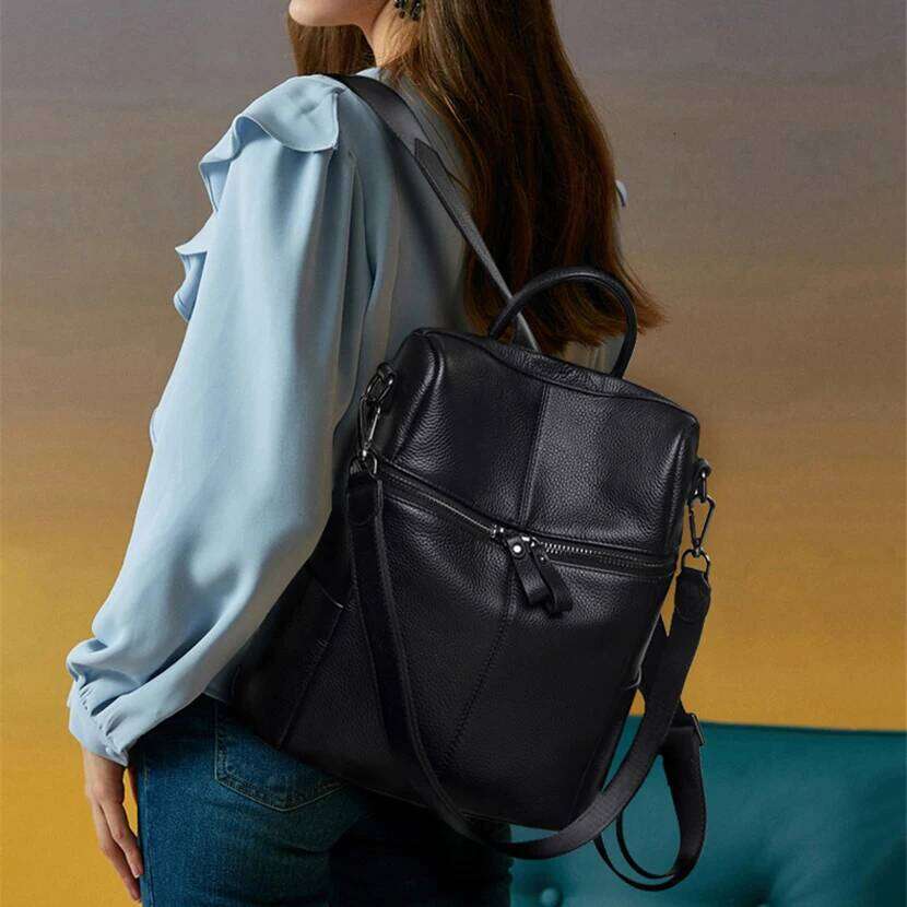 Casual Genuine Female COW Leather Backpack Women Shoulder Large Capacity School Bags For Teenagers Girls