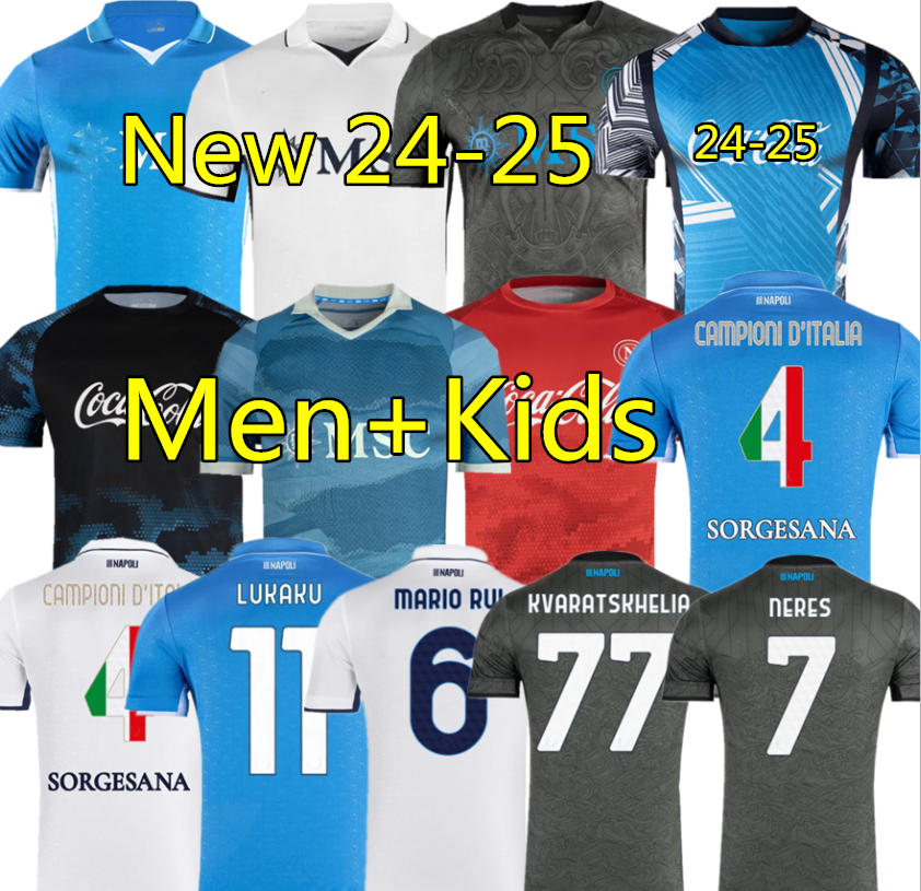 LUKAKU Napoli 24 25 soccer jerseys Maglia Naples 2024 2025 McTOMINAY KVARATSKHELIA BUONGIORNO Football Shirts Napoli jersey kit men kids Shirt
