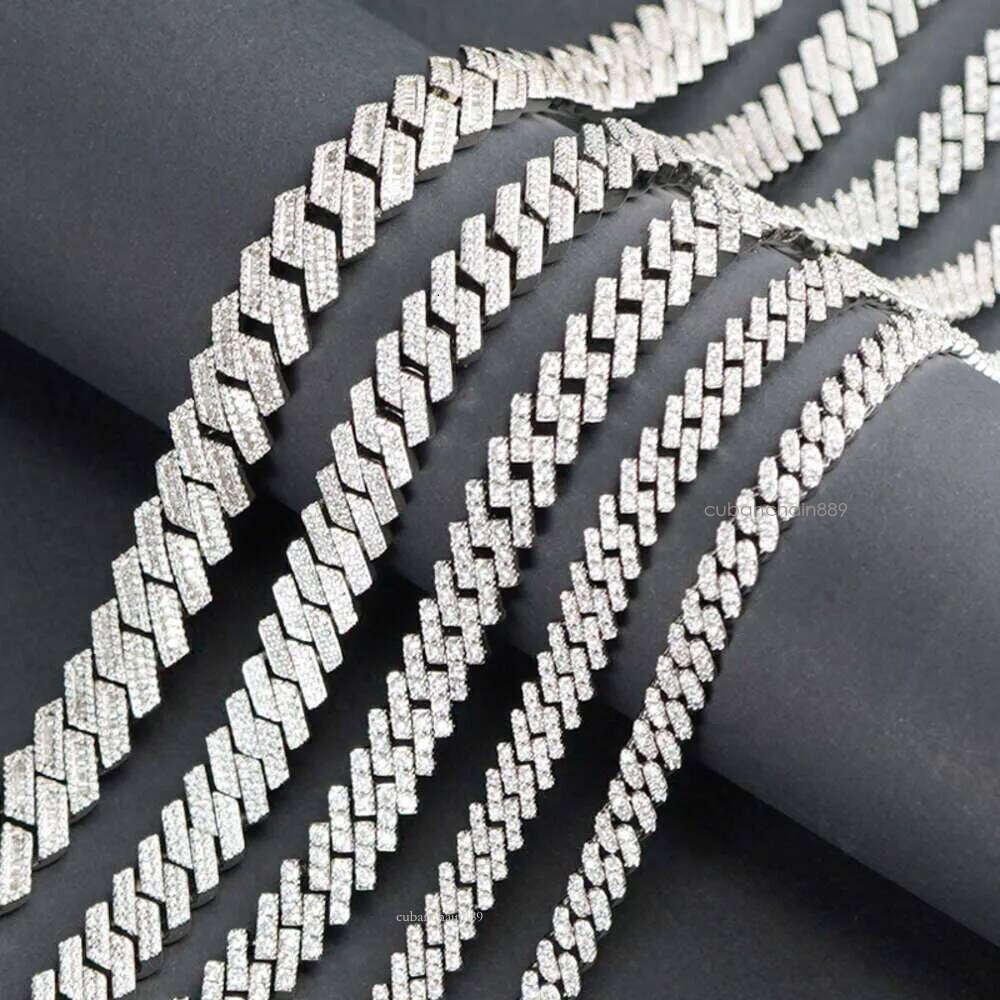 16-20mm Hip Hop Vvs Moissanite Dia Link Mens Jewelry Oem Sier Iced Out Cuban Chain
