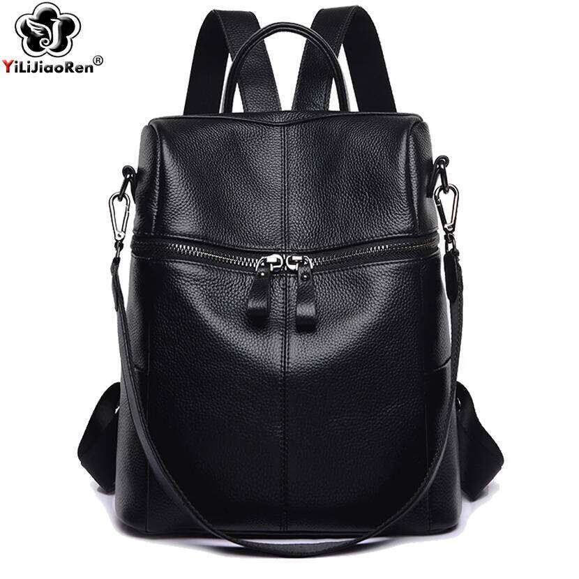 Casual Genuine Female COW Leather Backpack Women Shoulder Large Capacity School Bags For Teenagers Girls