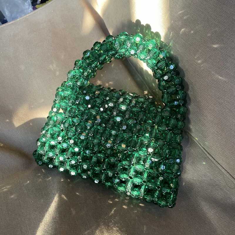 Pearl Bag Clear Acrylic Crystal Stone Bead Box Totes Designer Brand Handbag Women Handmade Summer Party Small Bucket Purse W250527