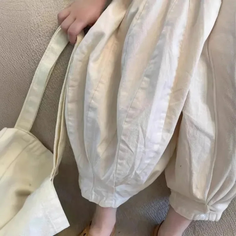 Childrens Pants Korean Summer Girls Solid Color Casual Wide Leg Cropped for Boys Versatile Harlan Pants 250527