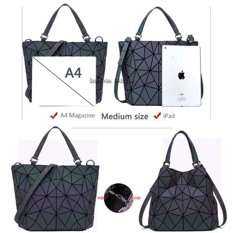 Luminous bag geometric bags for women 2021 Quilted Shoulder Bags set Folding Totes sac a main femme Handbags bolsa feminina