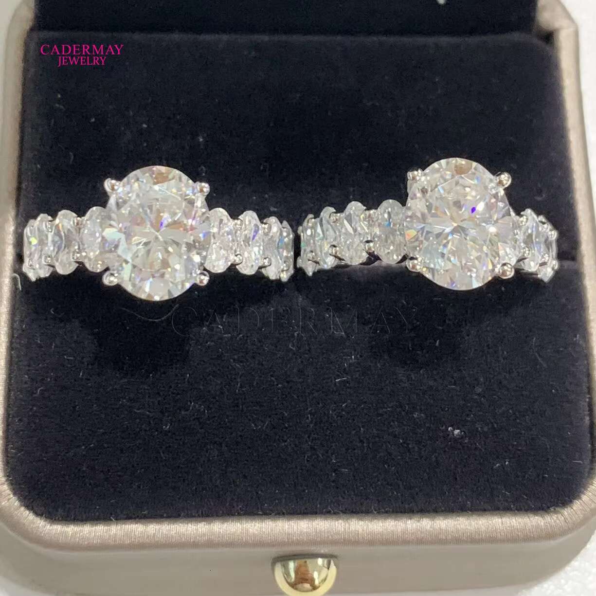 Luxury Custom Oval 8*10mm Fancy Moissanite D VVS1 Pass Diamond Tester Engagement Wedding Rings Brand