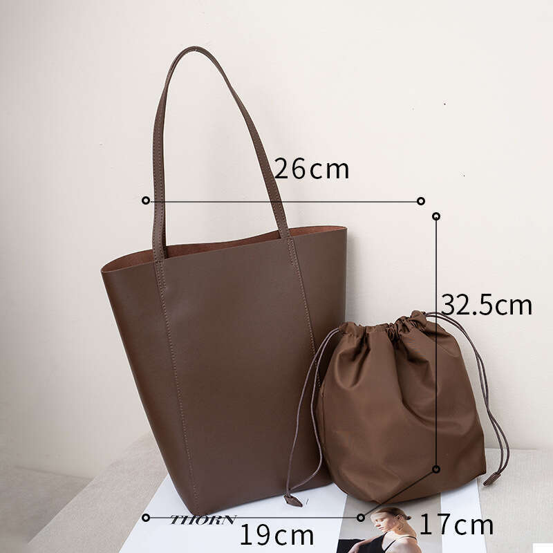 Genuine Leather Handbag Shoulder for Women 2023 New Autumn Winter Versatile Commuter Tote Large Capacity Bucket Mother Bag designer bag