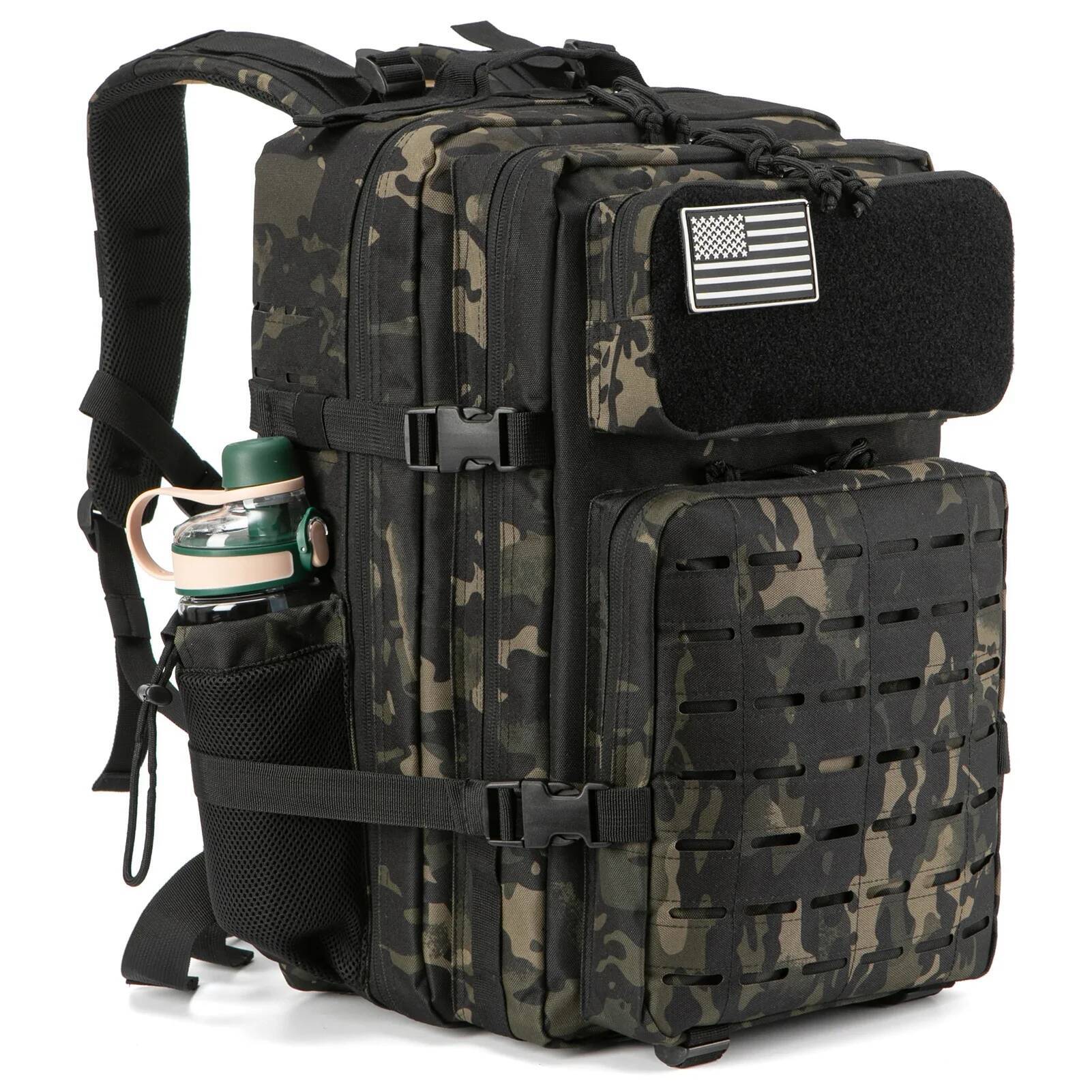 Tactical Backpack Outdoor for Women/men Laser Cut Molle Hiking 3Day pack School Bag Gym Rucksack with Dual Cup Holder
