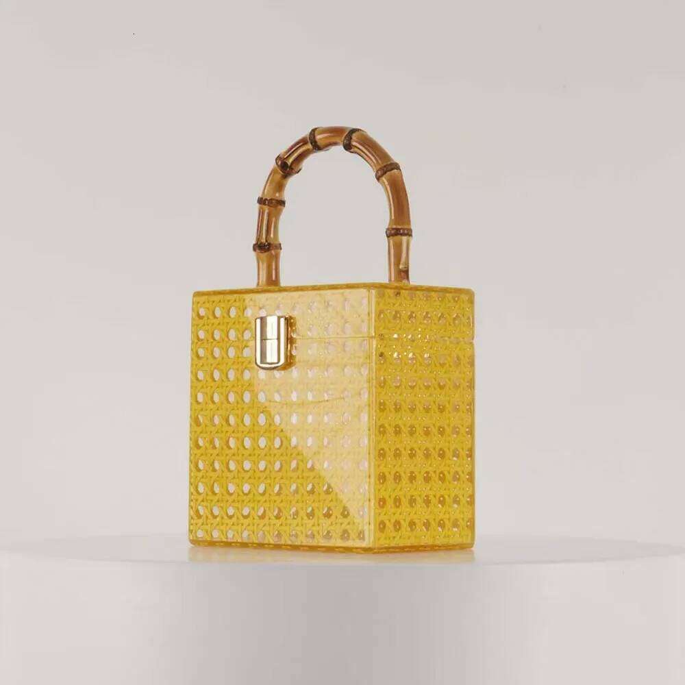 2025 Summer Crochet Bamboo Handle Clutch Purse Bag Wedding Bridal Bags For Women