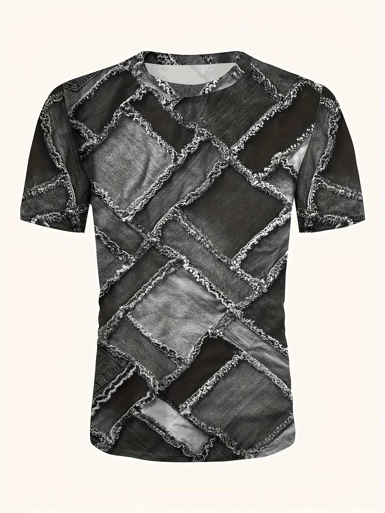 Mens Crew Neck Graphic T-shirt With Fancy Print Summer Short Sleeve Top For Men Mens Soft Trendy Comfy Tee Tops Sportswear Z250527