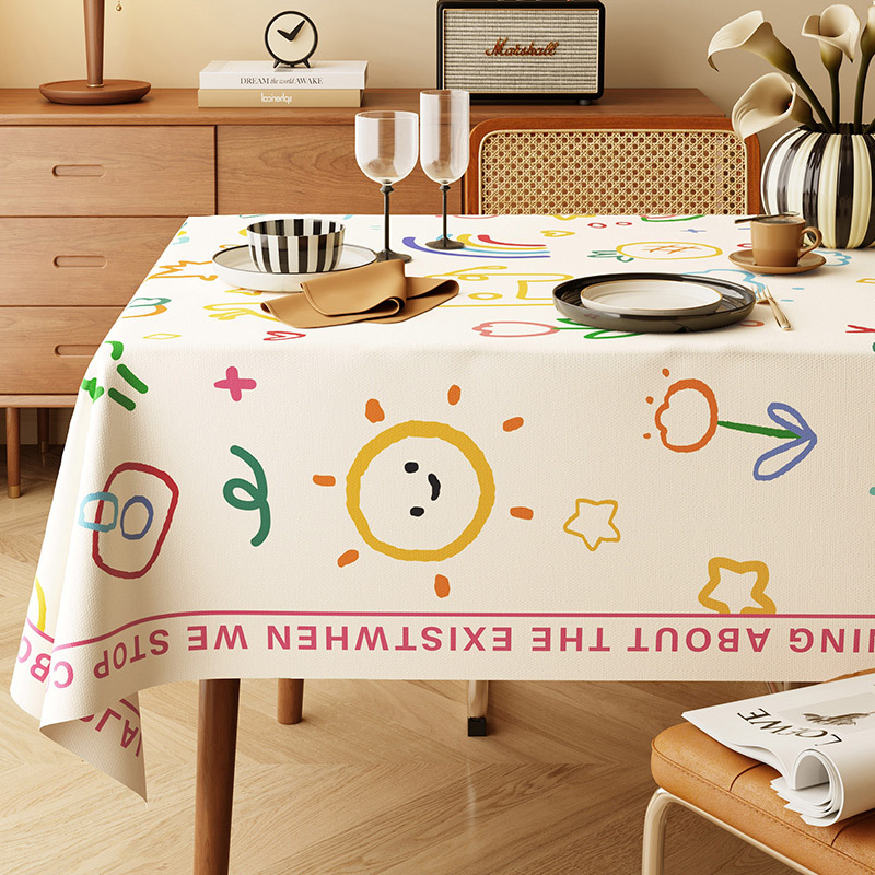 A648 Jifeng table cloth waterproof and oil-proof washable table mat light luxury high-end desktop protection table cloth anti-scalding coffee table ma