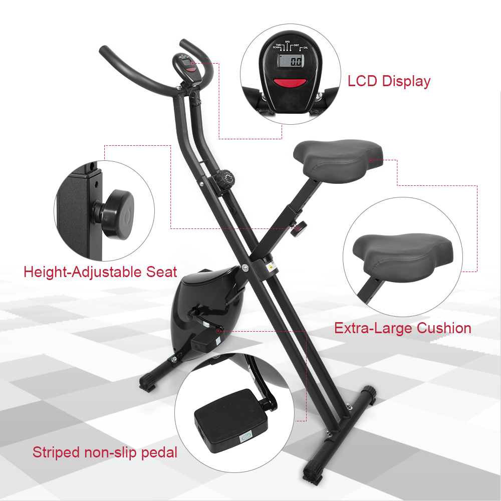 EVOLAND Foldable Exercise Bike - Portable Magnetic Resistance Trainer for HIIT