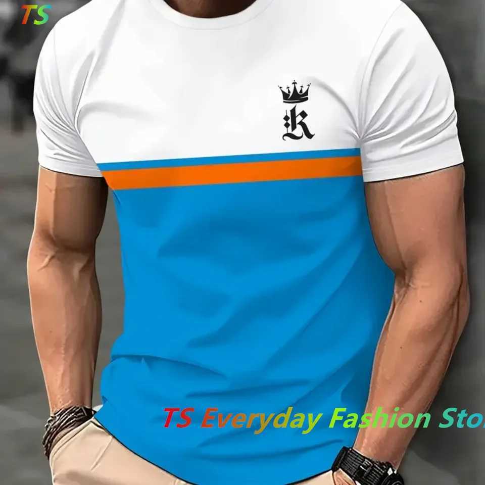 Mens Oversized O-neck Top 3D Casual Print Mens T-Shirt Stripe Clothes Summer Men Short Sleeve Tee Harajuku Street T-Shirt Daily Z250527