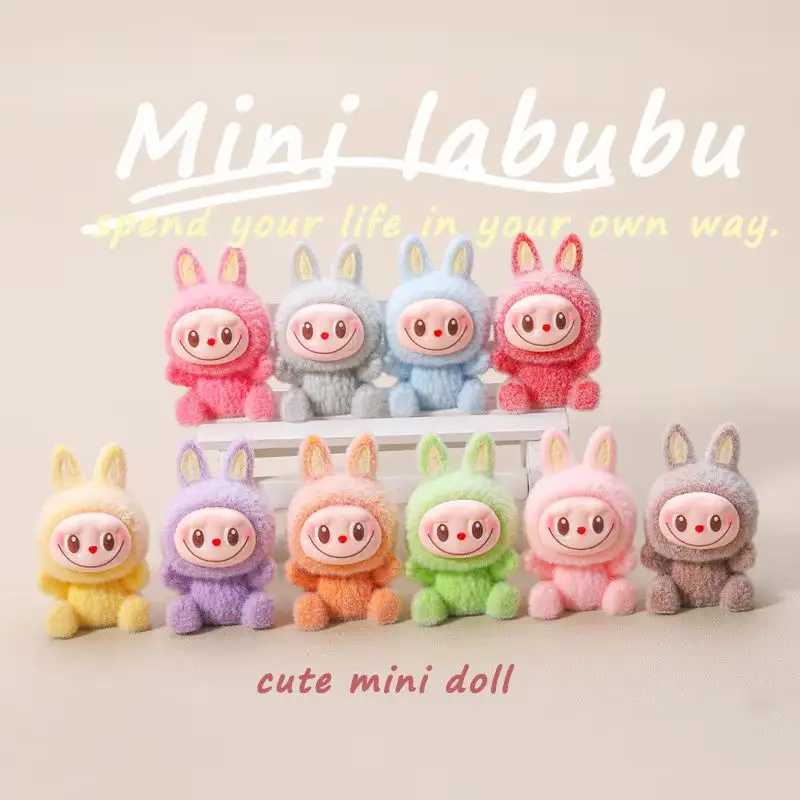 Labubu Macaron Plucked Mini Doll Blind Box Candy Color Handmade Model Desktop Exquisite Ornament Mysterious Box Peripheral Gifts W250526