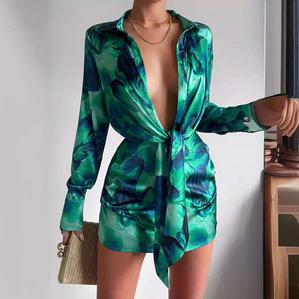 2025 Women's Fashion Unique Printed Shirt Dress