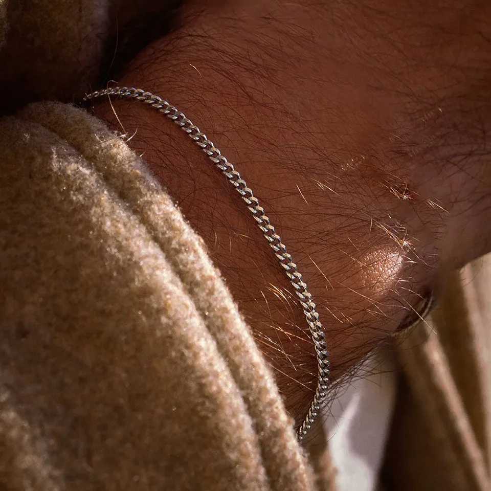 3mm Stainless Steel Cuban Chain Bracelet Men Gold Color Titanium Steel Bracelet Fashion Jewelry Trendy Bracelet For Women W250526