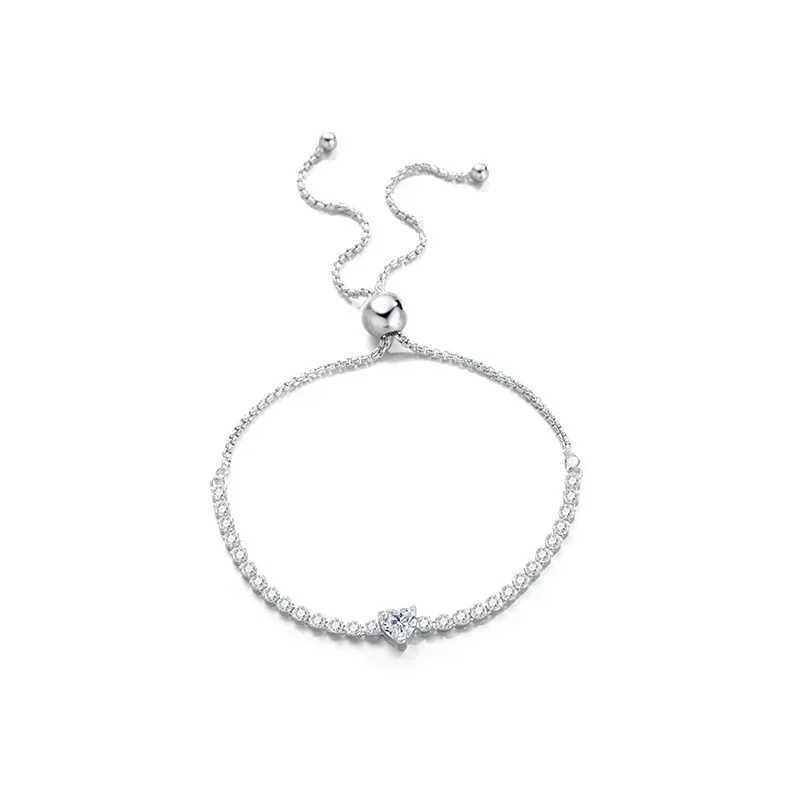 Certified Heart 0.5CT Bracelet for Wedding Party Moissanite Bracelet for Women 925 Sterling Silver Luxury Fine Jewelry W250526