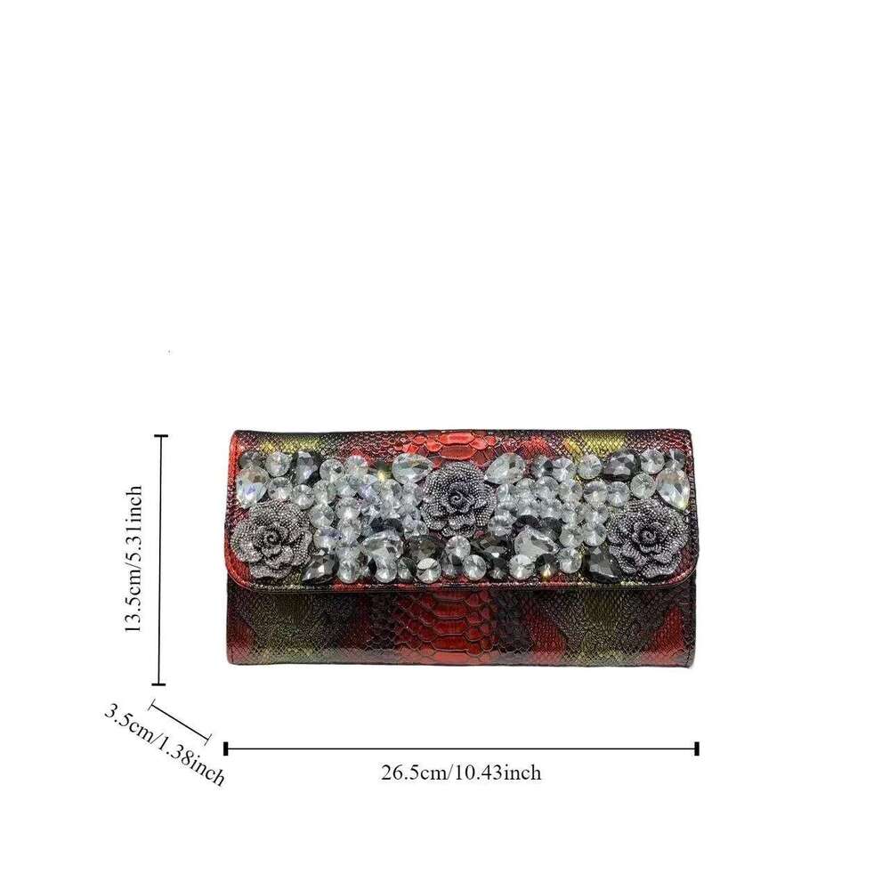 Women's Fashion Retro Crocodile Pattern Small Handbag Banquet Envelope Floral Hot Dia Shoulder Crossbody Clutch Bag