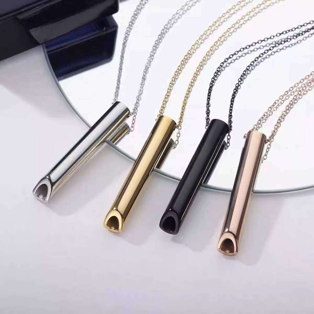 Stainless Steel Necklace Whistle Pendant Engraved Customer Memories Text Adjust Breathing Slow Pressure Accessories