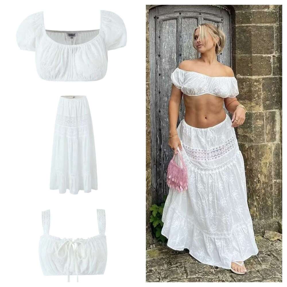 2025 Summer French Lace Camisole Top and Skirt Fashion Set Women's High-end Feel