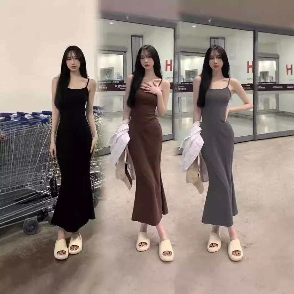 Sweet and Spicy Girl Sleeveless Waist-Cinching Backless Strap for Women Summer Pure Desire Temperament Mermaid Bodycon Dress