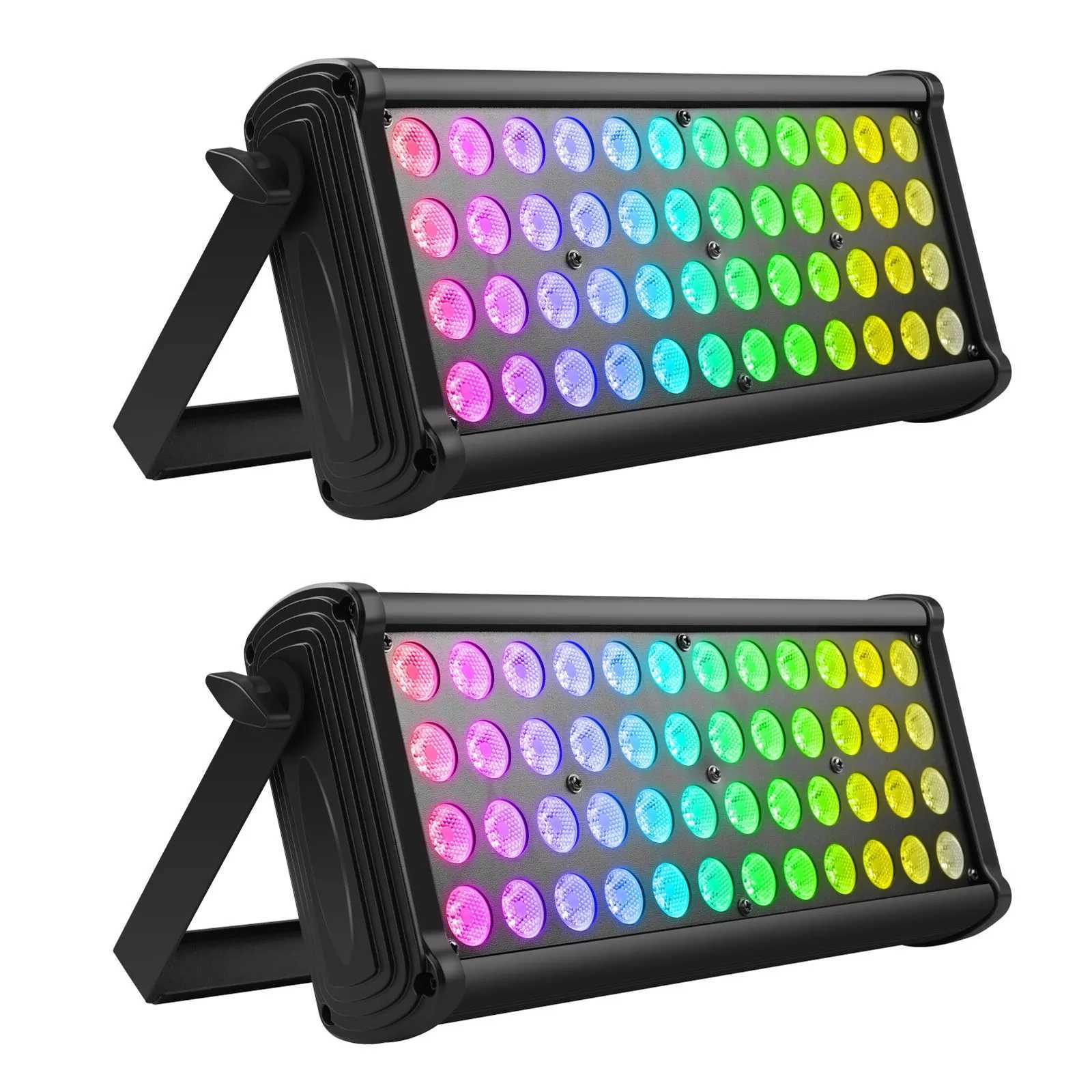 Somspot 2PCS/SET 48LED Wash Wall Light Color Mixing Rainbow Effect Highlights Outdoor Lighting Stage Light Effect Projector XJ250527