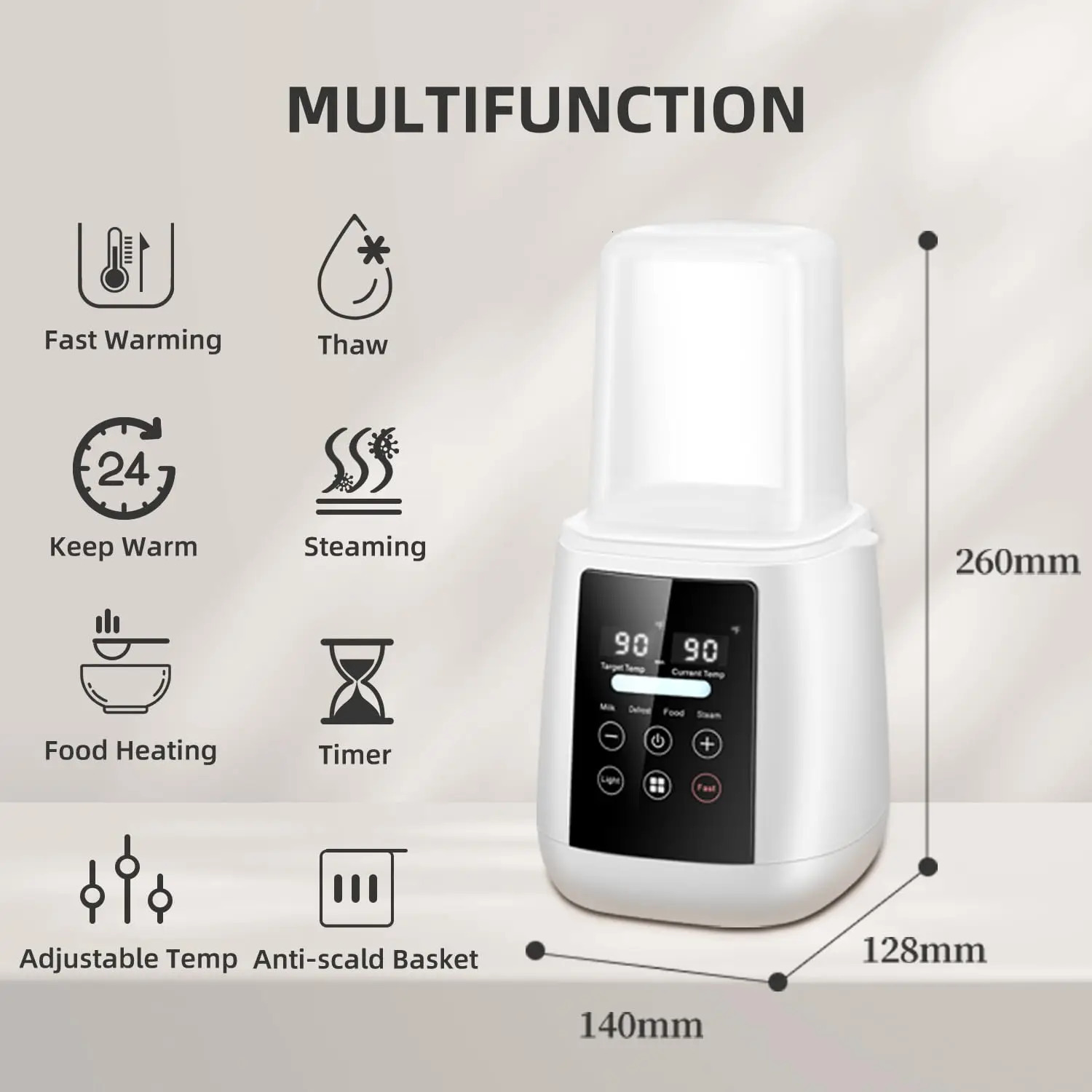 Baby Bottle Warmer Sterilizer 24 hour 6in1Multifuntion Breast Milk Accurate Temperature Control Heater 250527