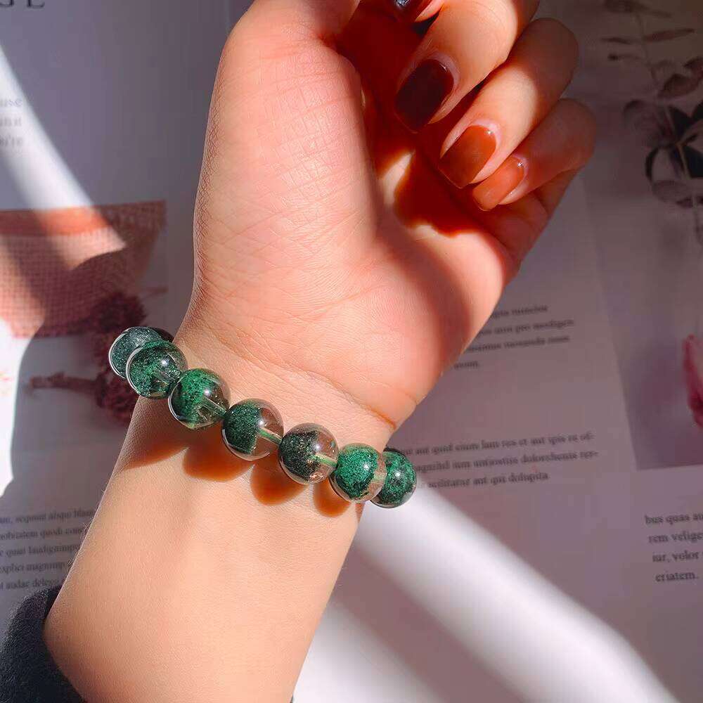 Stone Bead Natural Quartz Basin Half Scene Green Phantom Crystal Bracelet
