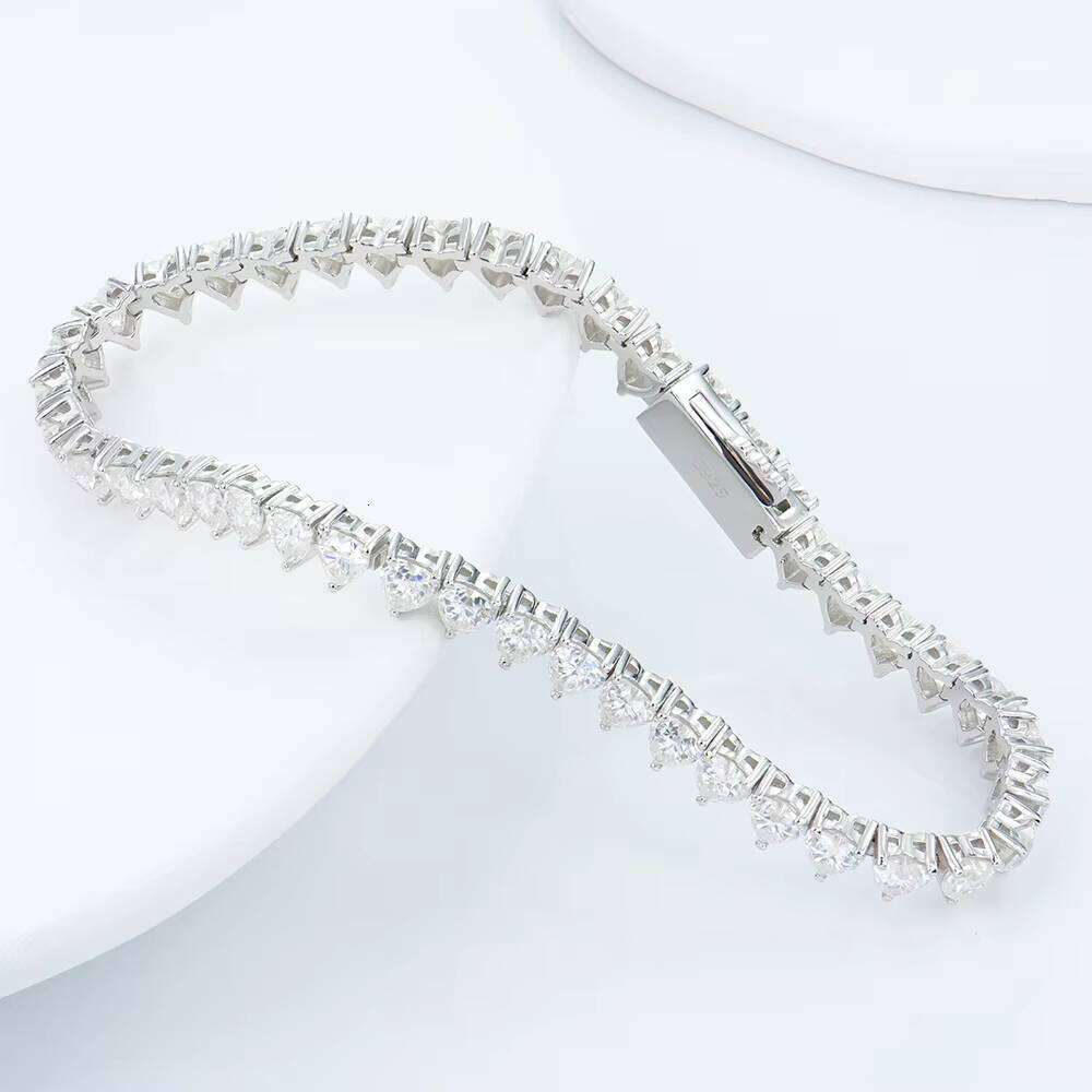 Yinhui Stone Tennis Chain Bracelet VVS1 Heart Shape Unisex Men's Jewelry Hip Hop Gift