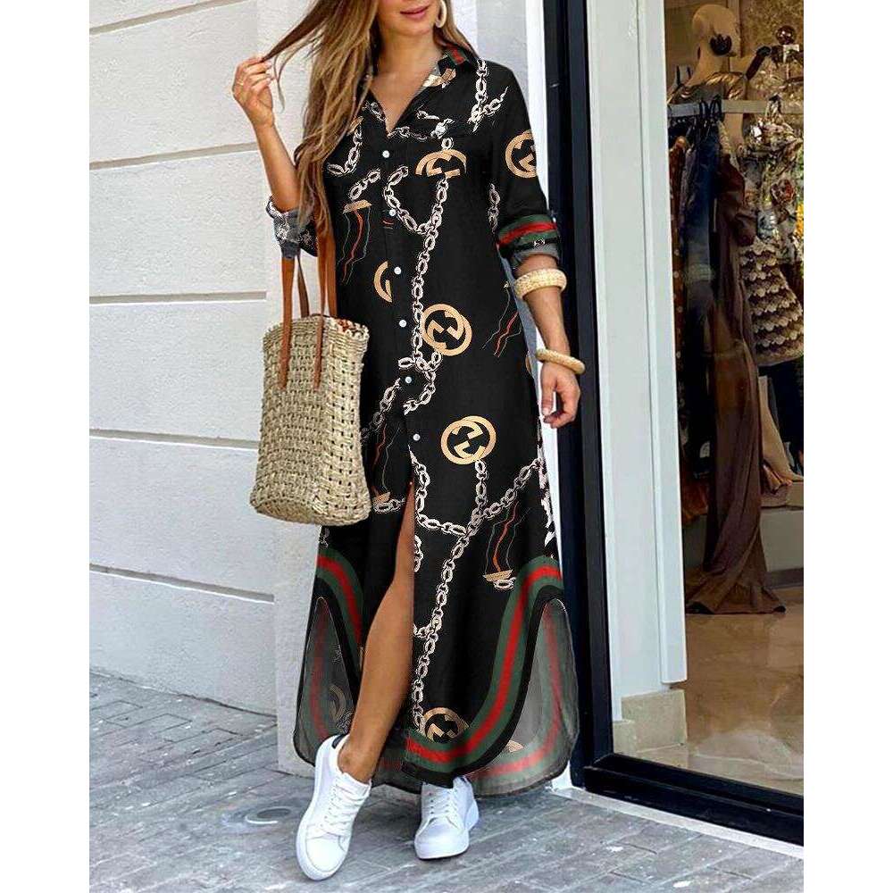 2025 Hot Sale New Spring Summer Fashion Sexy Shirt Long Dress 36