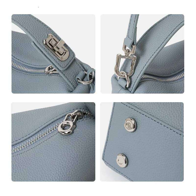 Free Shopping Aidrani Women's First-Layer Cowhide Single Shoulder Cross-Body Bag Niche High-End Office Worker Light Small Bag, Bucket Handbag