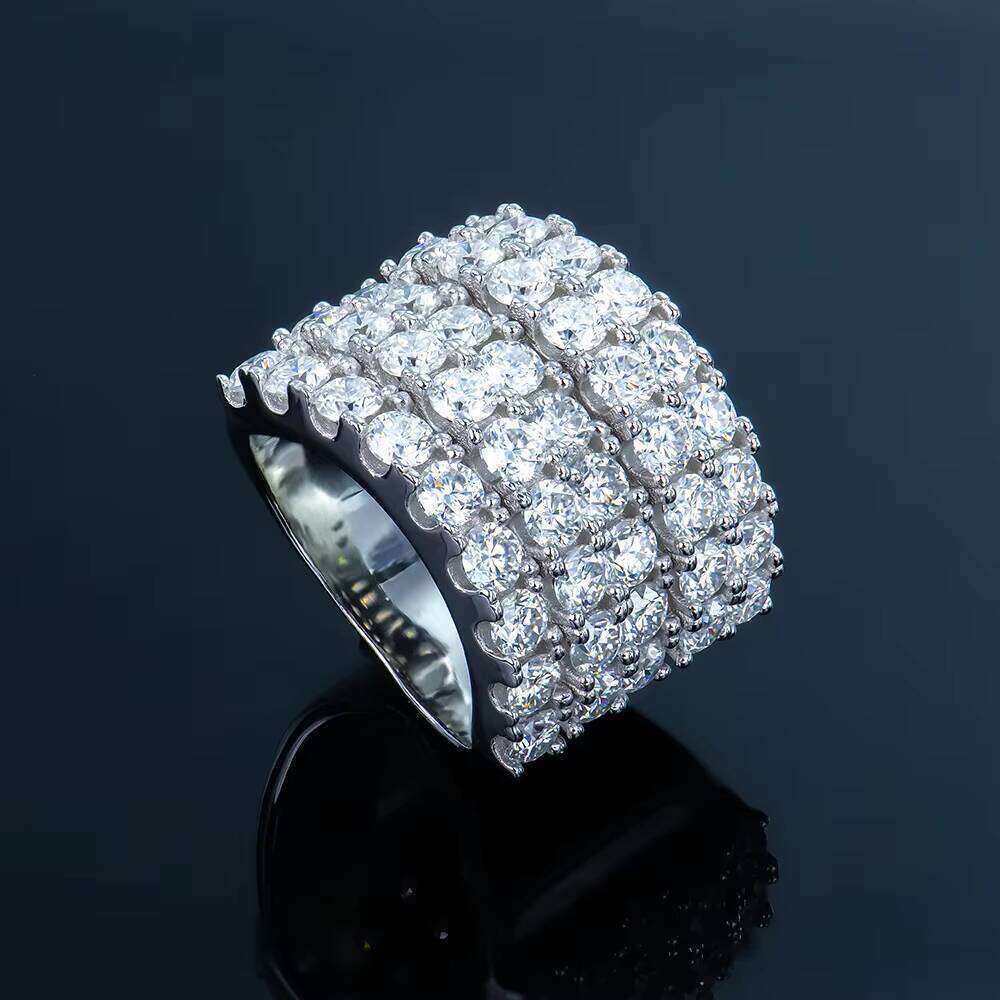 Xingyue Fashion Jewelry Pure Silver 5 Row VVS Moissanite Engagement Ring